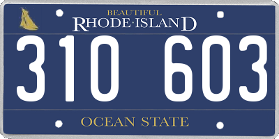 RI license plate 310603