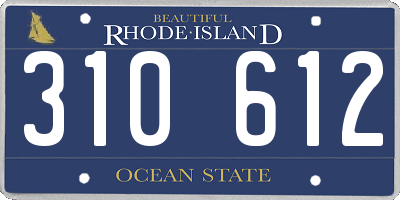 RI license plate 310612