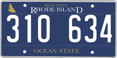 RI license plate 310634