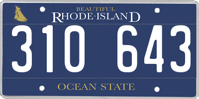 RI license plate 310643