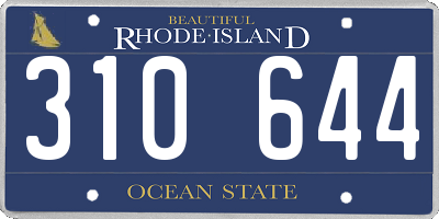 RI license plate 310644