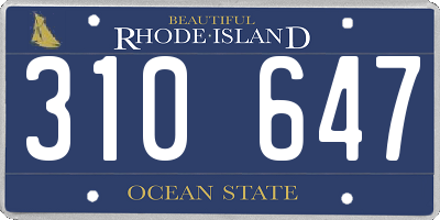 RI license plate 310647