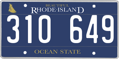 RI license plate 310649