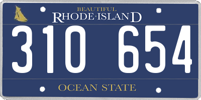 RI license plate 310654