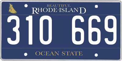 RI license plate 310669