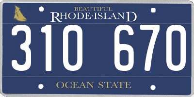 RI license plate 310670