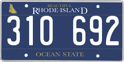 RI license plate 310692