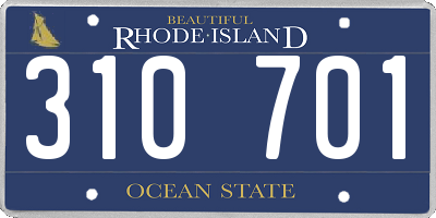 RI license plate 310701