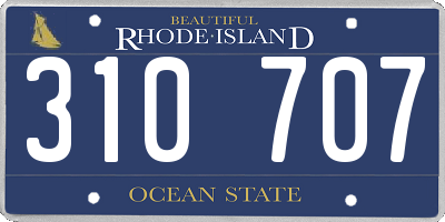RI license plate 310707