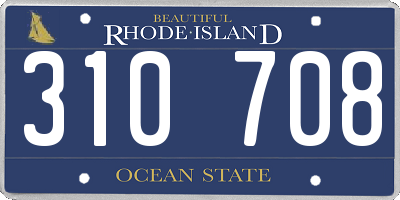 RI license plate 310708