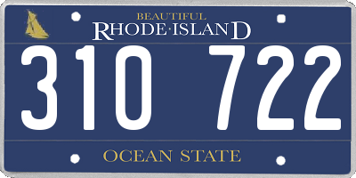 RI license plate 310722