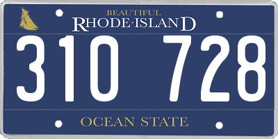 RI license plate 310728