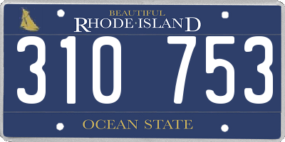 RI license plate 310753