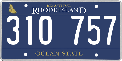 RI license plate 310757