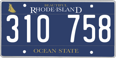 RI license plate 310758
