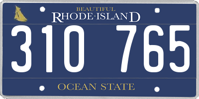 RI license plate 310765