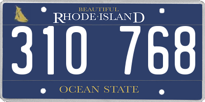 RI license plate 310768