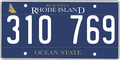RI license plate 310769