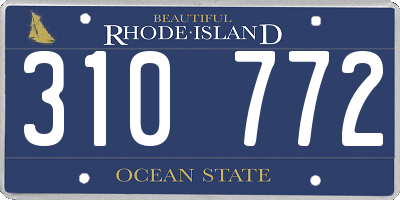 RI license plate 310772