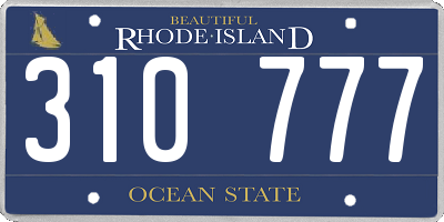 RI license plate 310777