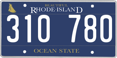 RI license plate 310780