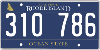 RI license plate 310786