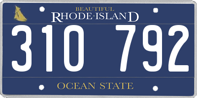 RI license plate 310792