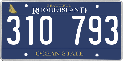 RI license plate 310793