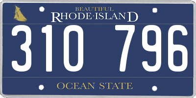 RI license plate 310796