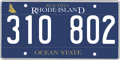 RI license plate 310802