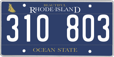 RI license plate 310803