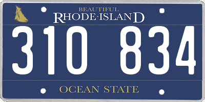 RI license plate 310834