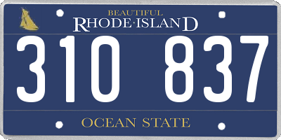 RI license plate 310837