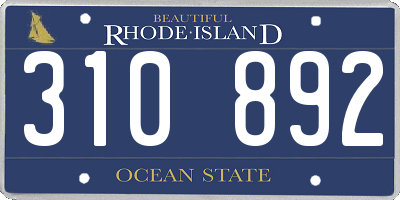 RI license plate 310892