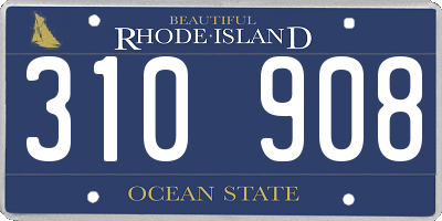 RI license plate 310908