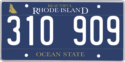 RI license plate 310909