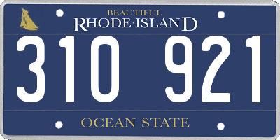 RI license plate 310921