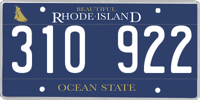 RI license plate 310922