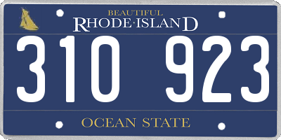 RI license plate 310923