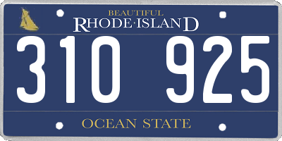 RI license plate 310925