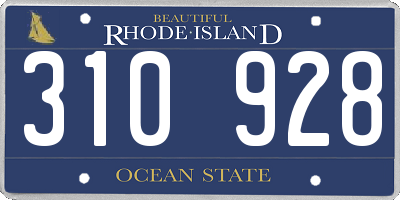 RI license plate 310928