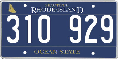 RI license plate 310929
