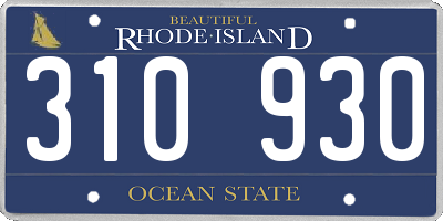 RI license plate 310930