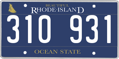 RI license plate 310931
