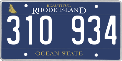 RI license plate 310934