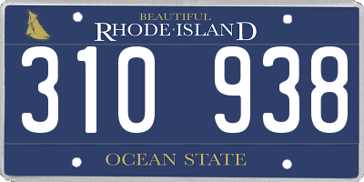 RI license plate 310938