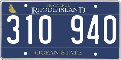 RI license plate 310940