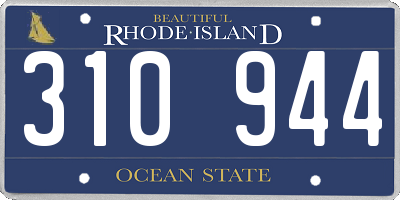 RI license plate 310944