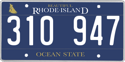 RI license plate 310947