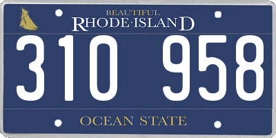 RI license plate 310958